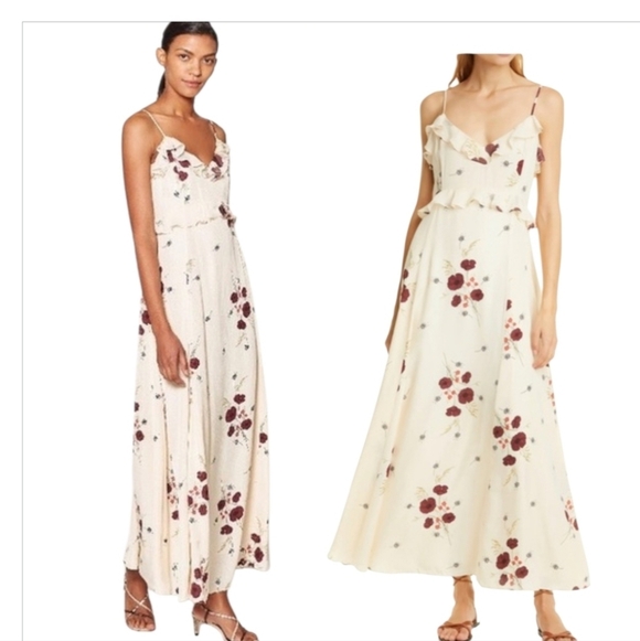 Joie Dresses & Skirts - Joie Cassiel Floral Ruffle Maxi Dress Sz Silk Sz 4 Boho Wedding Guest